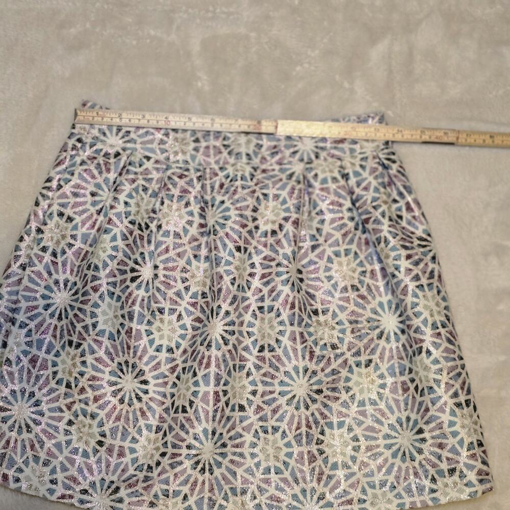 Mi ami Metallic Brocade Mini Skirt Women's Small - Geometric Jacquard High Waist - Picture 11 of 16